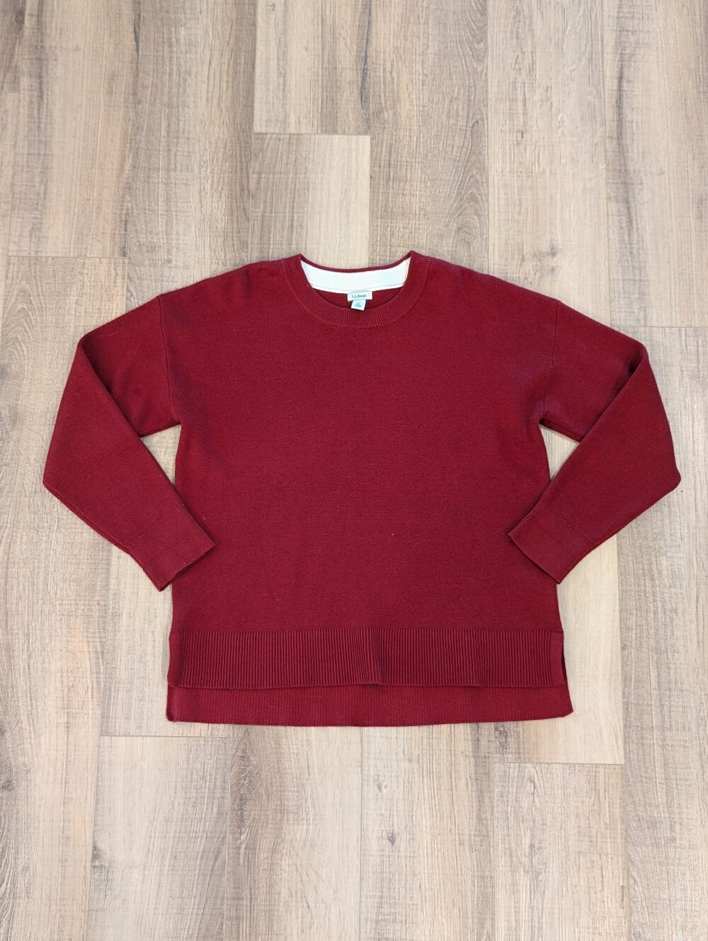 L.L.Bean Cotton Cashmere Sweater Womens Large Red Crewneck Pullover